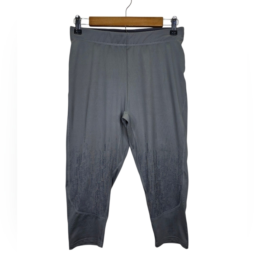 Gymshark Combat Cropped Womens  Leggings Pull On Logo Smokey Grey Size Medium
